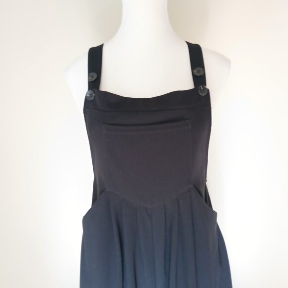 Halara Adjustable Strap Button Multiple Pockets Waffle Casual Overalls Black S - Picture 4 of 8